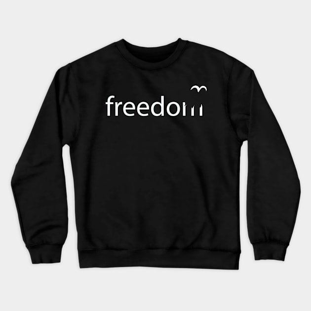 Freedom Typography Bird Dove Flying Away Liberty Crewneck Sweatshirt by alltheprints